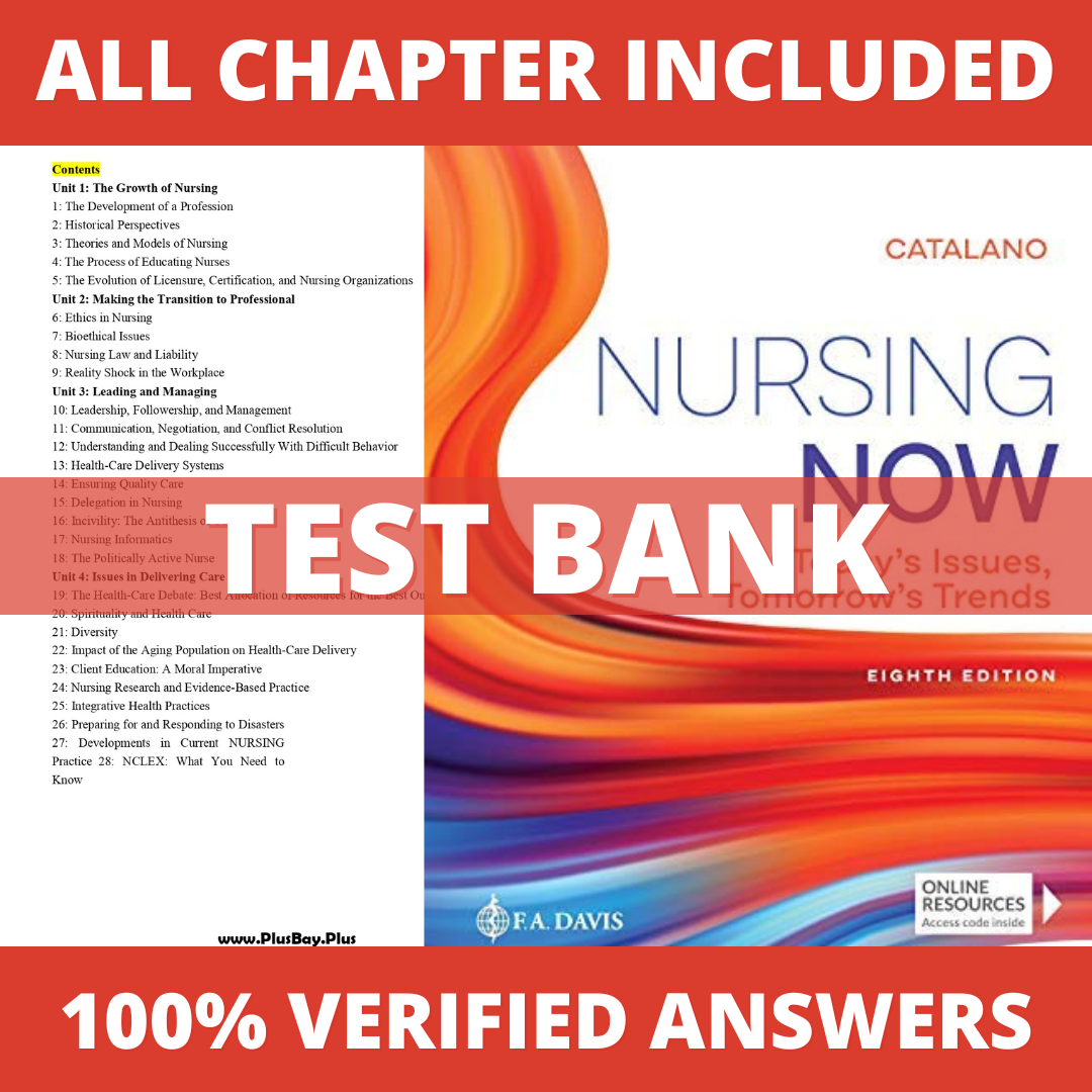 Test Bank for Nursing Now Today's Issues, Tomorrows Trends 8th Edition (Catalano, 2020)