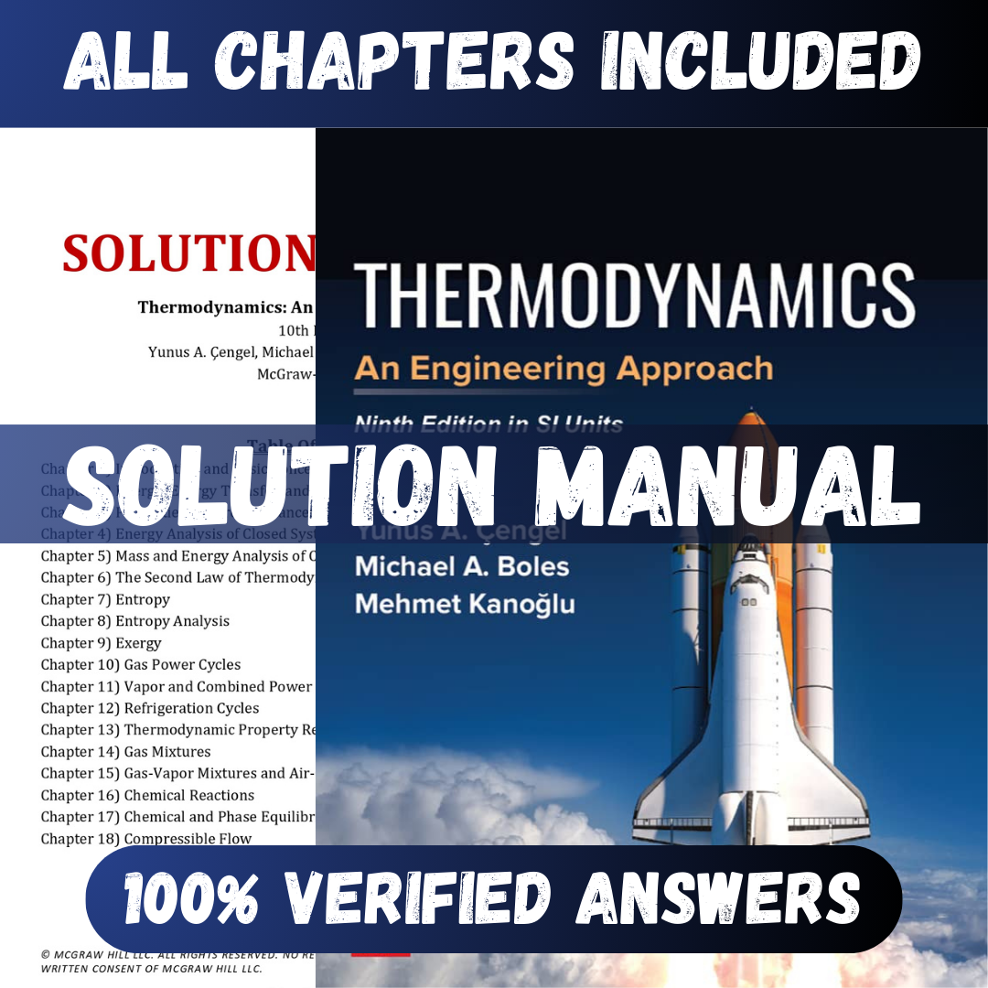Solution Manual for Thermodynamics An Engineering Approach 10th Edition (Cengel, 2024)