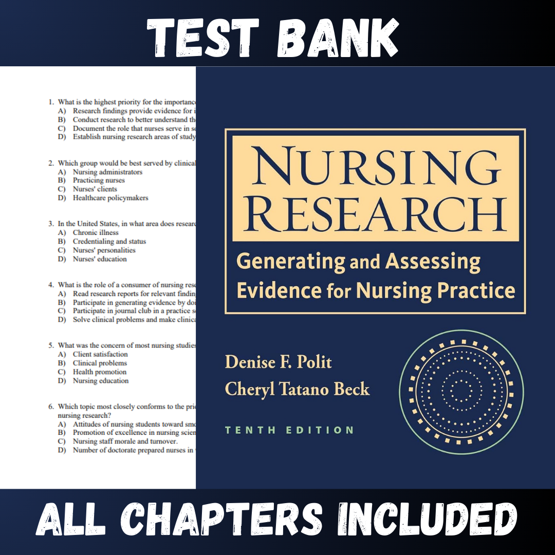 Test Bank for Nursing Research: Generating and Assessing Evidence for Nursing Practice 10th Edition (Denise) | All Chapters