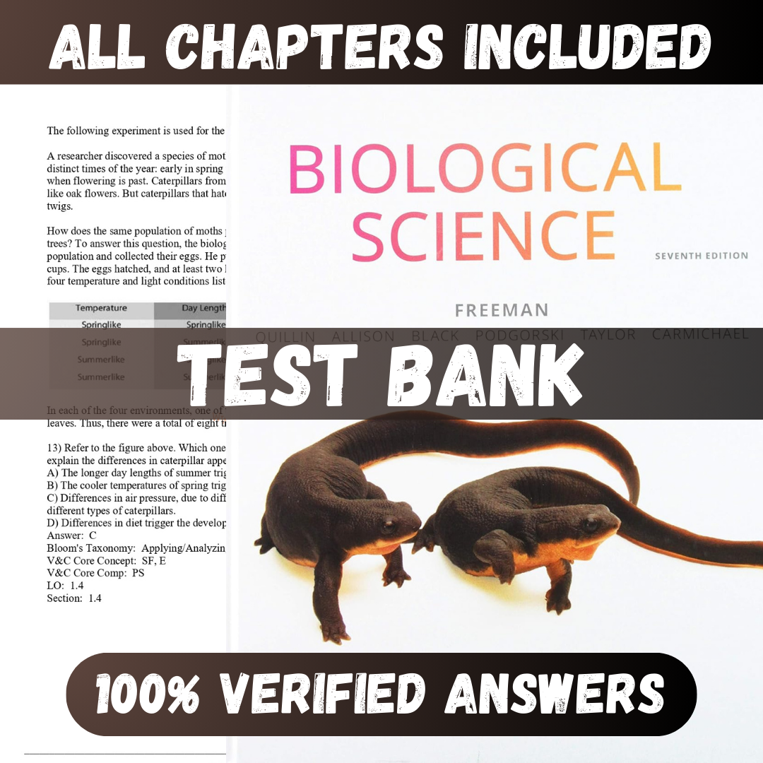 Test Bank Biological Science, 7th Edition (Freeman, 2020)
