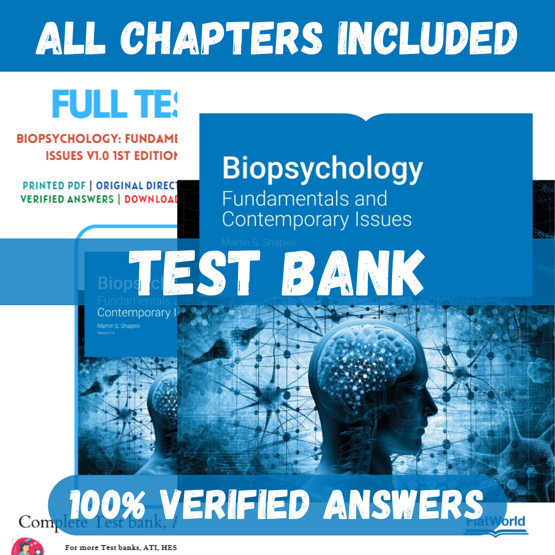 Test Bank for Biopsychology Fundamentals and Contemporary Issues 1st Edition by Shapiro