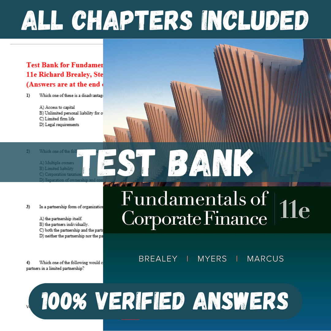 Test Bank for Fundamentals of Corporate Finance 11th Edition By Richard Brealey