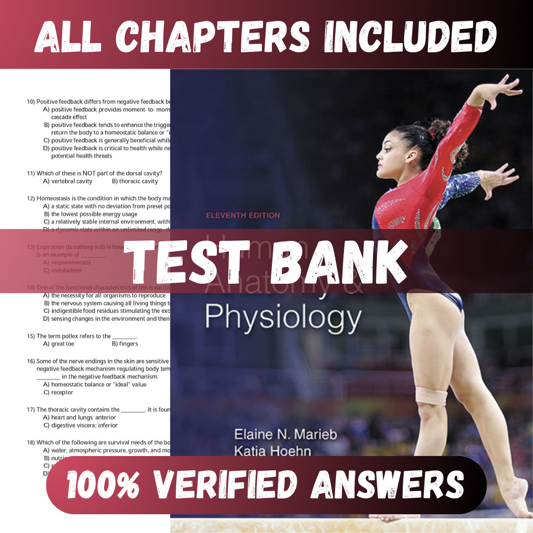 Test Bank for Human Anatomy & Physiology 11th Edition (Marieb, 2019)