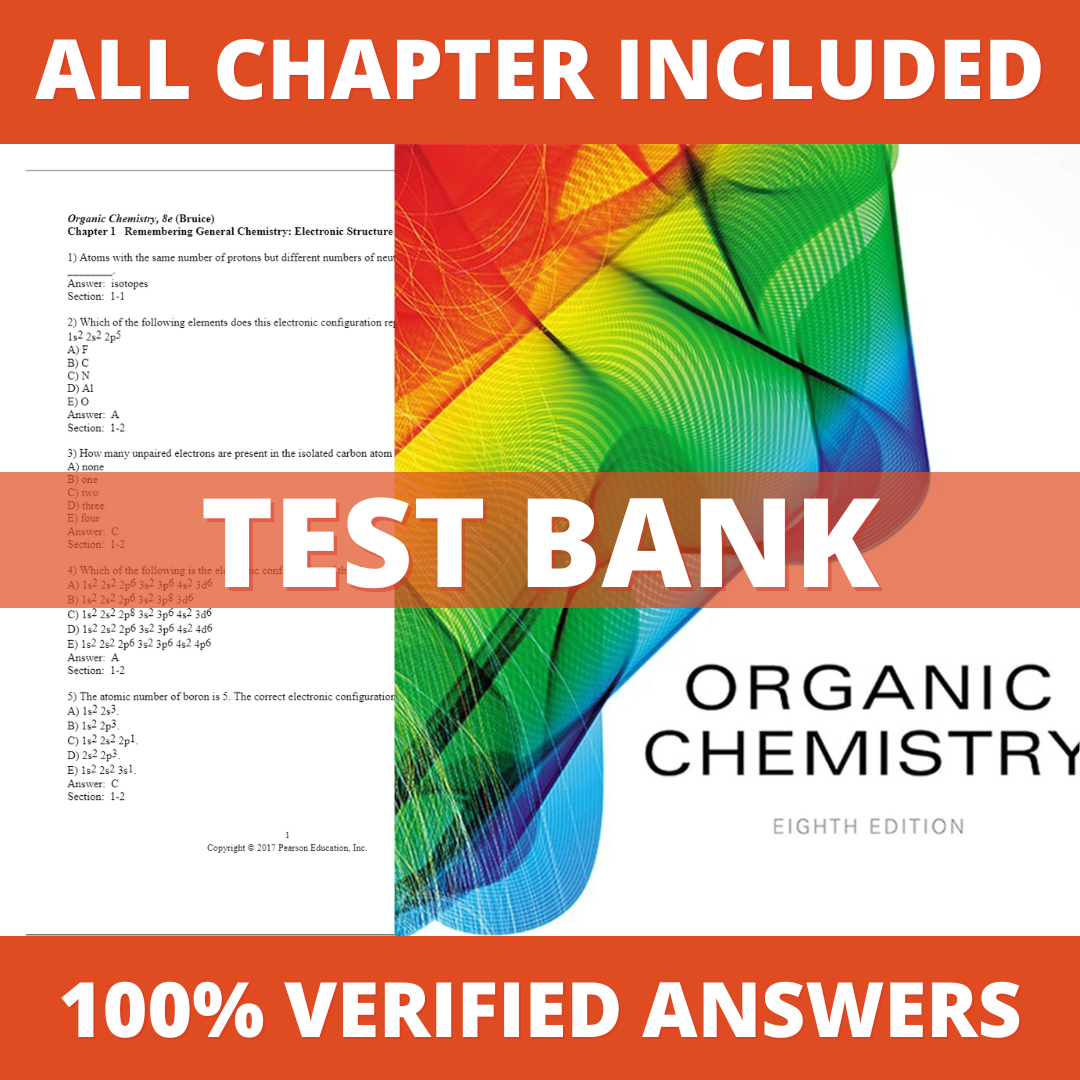 Test Bank for Organic Chemistry 8th Edition by Paula Yurkanis