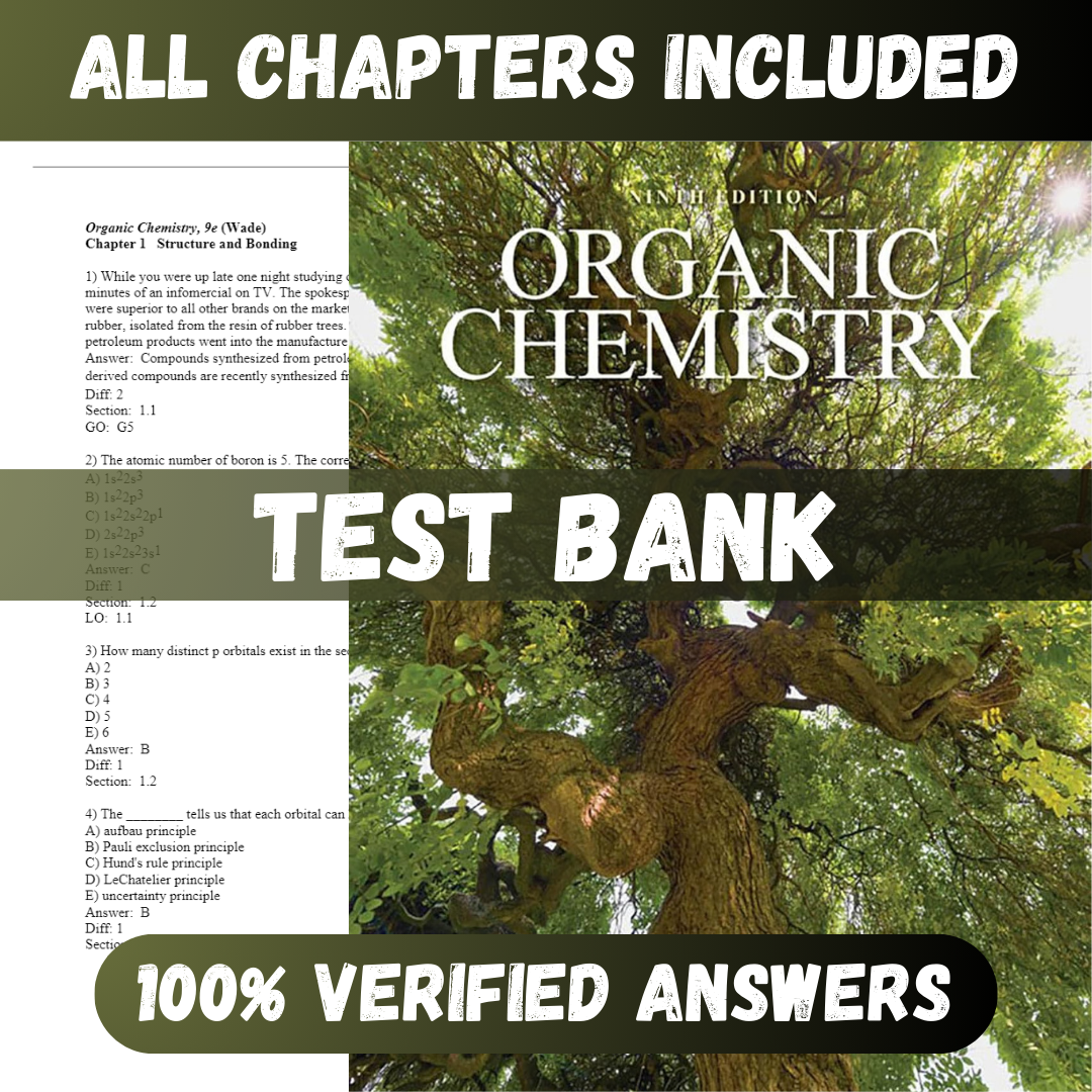 Test Bank Organic Chemistry 9th Edition (Leroy, 2016)