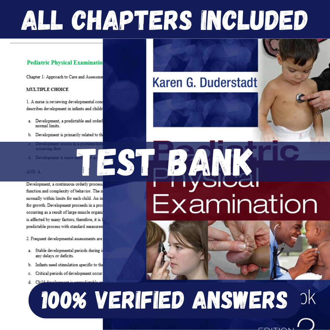 Test Bank for Pediatric Physical Examination An Illustrated Handbook 3rd Edition by Duderstadt