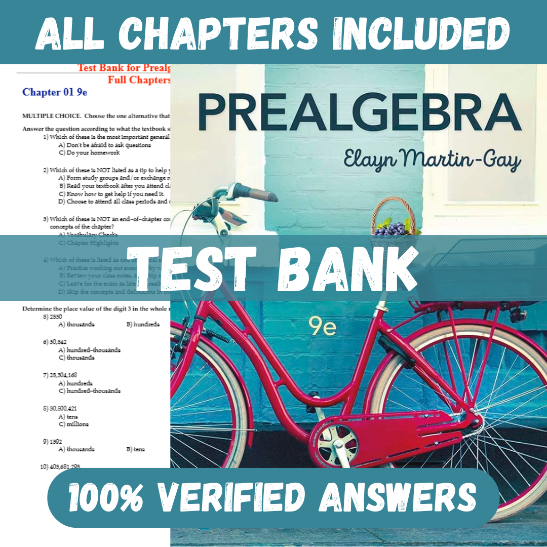 Test Bank for Prealgebra, 9th edition by Elayn Martin-Gay