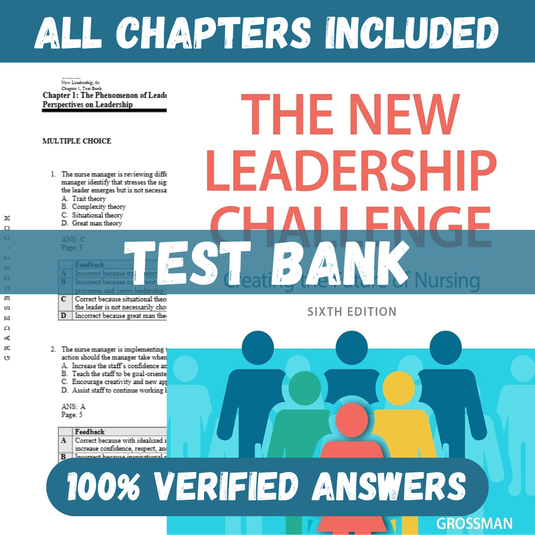 Test Bank for The New Leadership Challenge Creating the Future of Nursing 6th Edition by Grossman
